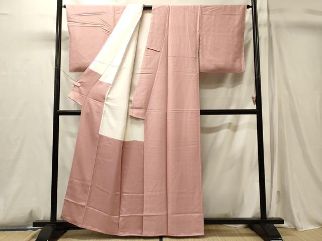 平和屋着物■上質な色無地 紋意匠 珊瑚色 正絹 逸品 未使用 CABM0814oy