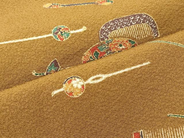 平和屋着物■上質な小紋 櫛 簪 金彩 正絹 逸品 CABM0815oy