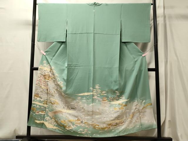 平和屋着物■豪華色留袖 駒刺繍 風景花松文 暈し染め 金彩 正絹 逸品 CABM0820oy