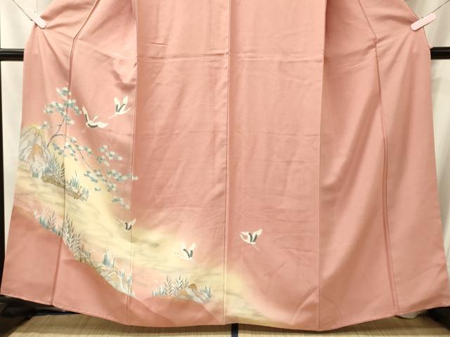 平和屋着物■訪問着 飛鶴枝葉文 暈し染め 金彩 正絹 逸品 CABM0834oy