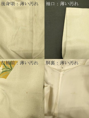 平和屋着物■訪問着 駒刺繍 地紙重ね草花文 金糸 正絹 逸品 CABM0844oy