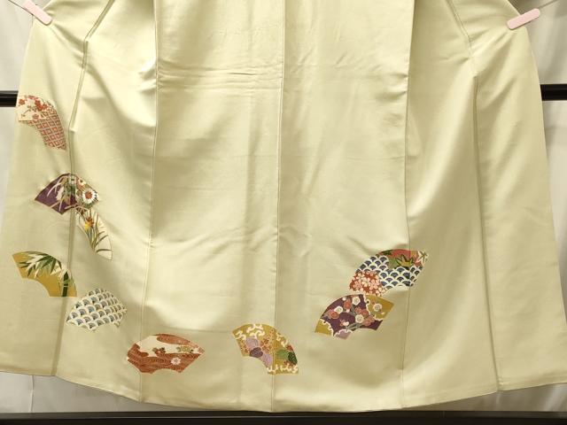 平和屋着物■訪問着 駒刺繍 地紙重ね草花文 金糸 正絹 逸品 CABM0844oy