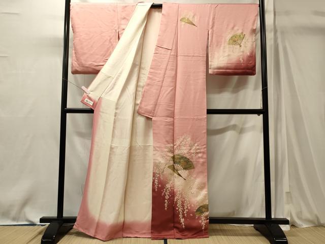 平和屋着物■訪問着 扇面枝垂れ花文 暈し染め 金銀彩 やまと誂製 正絹 逸品 CABM0877oy