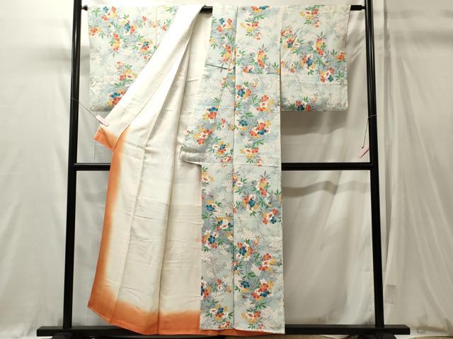 平和屋着物■上質な小紋 枝花文 暈し染め 金彩 正絹 逸品 CABM0907oy