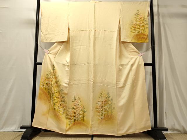 平和屋着物■訪問着 手描き 樹林文 暈し染め 正絹 逸品 CABM0911oy