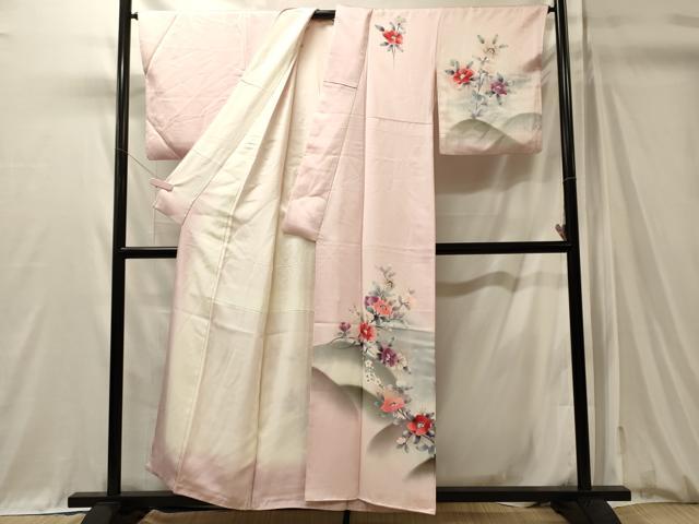 平和屋着物■訪問着 手描き 遠山枝花文 暈し染め 正絹 逸品 CABM0913oy