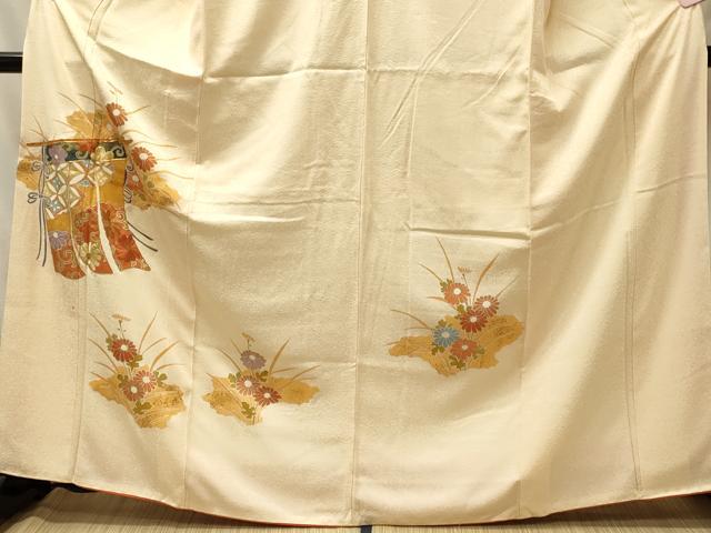 平和屋着物■訪問着 駒刺繍 几帳花文 金彩 正絹 逸品 CABM0916oy