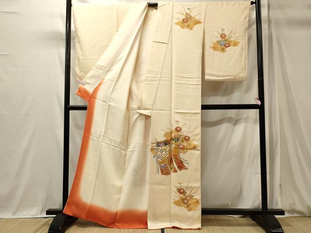 平和屋着物■訪問着 駒刺繍 几帳花文 金彩 正絹 逸品 CABM0916oy