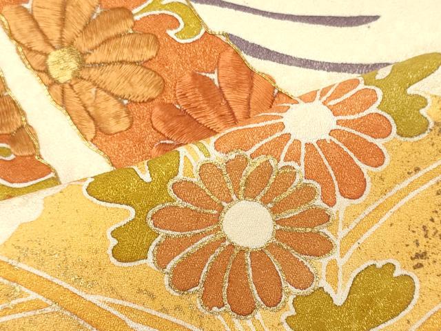 平和屋着物■訪問着 駒刺繍 几帳花文 金彩 正絹 逸品 CABM0916oy