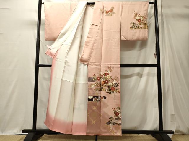 平和屋着物■訪問着 駒刺繍 エ霞吉祥花松文 暈し染め 金彩 正絹 逸品 CABM0926oy