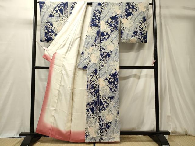 平和屋着物■上質な小紋 草花文 正絹 逸品 CABM0934oy