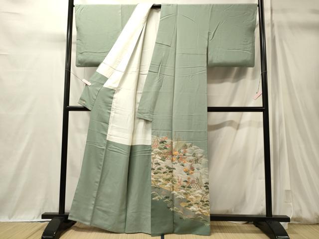 平和屋着物■豪華色留袖 駒刺繍 流水花松文 暈し染め 金彩 三越扱い 正絹 逸品 CABM0935oy