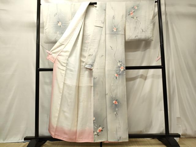 平和屋着物■上質な小紋 枝花文 暈し染め 正絹 逸品 CABM0938oy