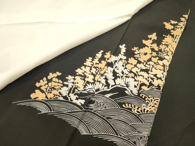 平和屋着物■豪華黒留袖 駒刺繍 立波風景草木文 金彩 正絹 逸品 CABM0955oy