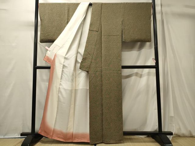 平和屋着物■上質な小紋 舞花文 鬼しぼ縮緬 正絹 逸品 CABM0961oy
