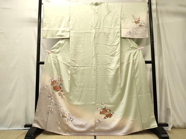 平和屋着物■訪問着 片輪車花文 暈し染め 金彩 正絹 逸品 CABM0982oy