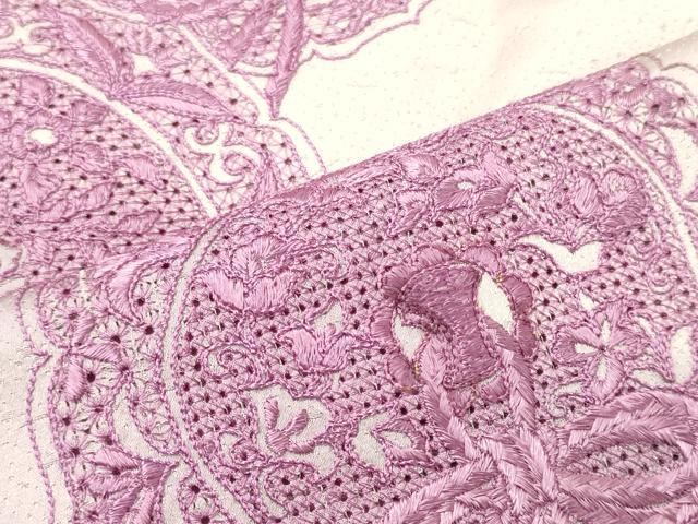平和屋着物■中国三大刺繍 スワトウ刺繍 振袖 鏡裏花文 暈し染め 正絹 逸品 CABM0985oy