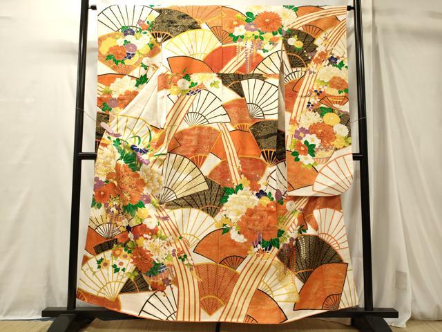 平和屋着物■豪華振袖 駒刺繍 檜扇花文 金彩 正絹 逸品 CABM0993oy