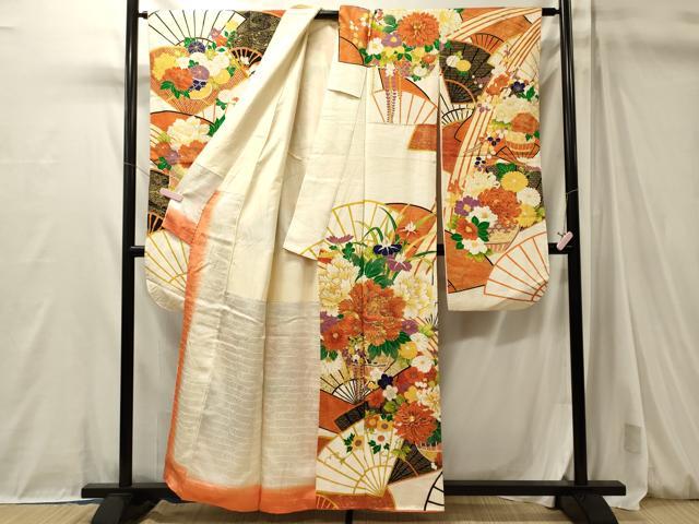 平和屋着物■豪華振袖 駒刺繍 檜扇花文 金彩 正絹 逸品 CABM0993oy