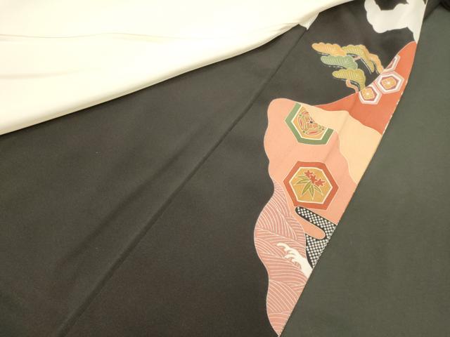 平和屋着物■豪華黒留袖 駒刺繍 道長花車文 金彩 正絹 逸品 CABM0994oy