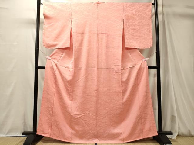 平和屋着物■上質な色無地 松地紋 紅梅色 正絹 逸品 未使用 CABM0996oy