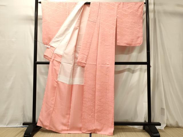 平和屋着物■上質な色無地 松地紋 紅梅色 正絹 逸品 未使用 CABM0996oy
