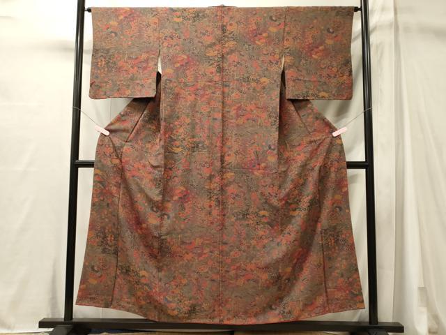 平和屋着物■上質な小紋 舞蝶草花文 暈し染め 正絹 逸品 CABM1006oy