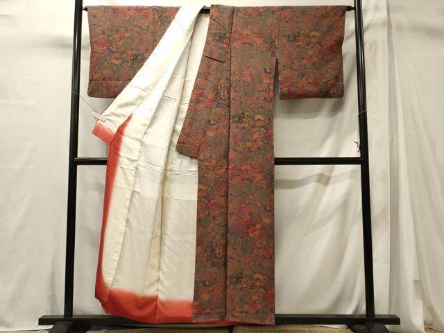 平和屋着物■上質な小紋 舞蝶草花文 暈し染め 正絹 逸品 CABM1006oy