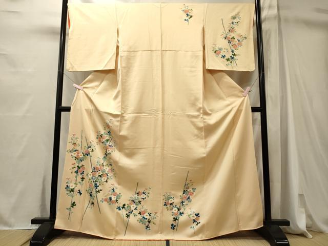 平和屋着物■上質な小紋 竹草花文 正絹 逸品 CABM1014oy