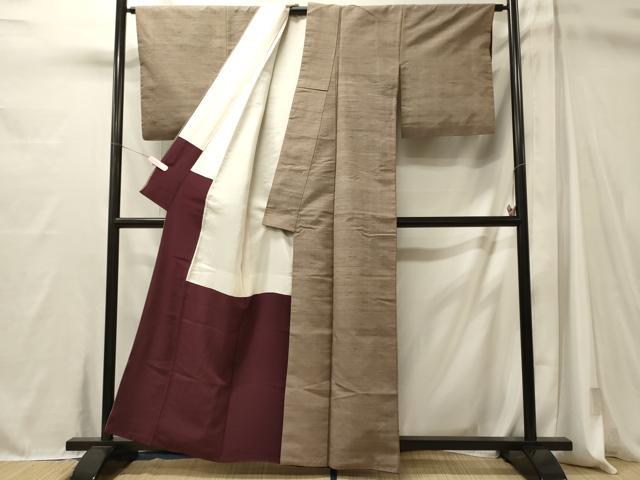 平和屋着物■上質な紬 白茶色 正絹 逸品 CABM1018oy
