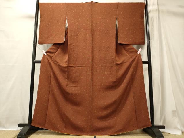 平和屋着物■上質な小紋 更紗花唐草文 鬼しぼ縮緬 正絹 逸品 CABM1035oy