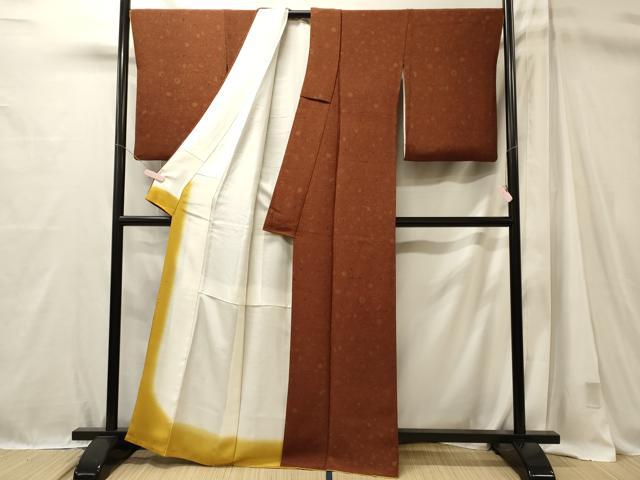 平和屋着物■上質な小紋 更紗花唐草文 鬼しぼ縮緬 正絹 逸品 CABM1035oy