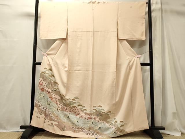 平和屋着物■豪華色留袖 道長飛鶴花松文 金彩 正絹 逸品 CABM1040oy
