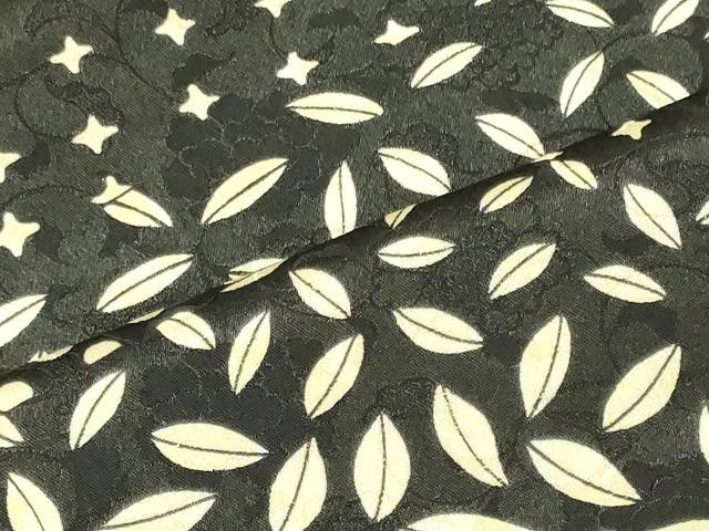 平和屋着物■小紋 幾何学舞葉文 黒地 洗える着物 CABM1055oy