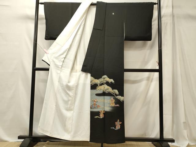 平和屋着物■豪華黒留袖 刺繍 人物枝松文 暈し染め 金彩 正絹 逸品 CABM1102oy
