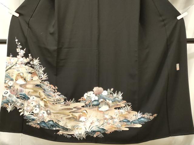 平和屋着物■豪華黒留袖 作家物 駒刺繍 鴛鴦草花文 暈し染め 金彩 正絹 逸品 CABM1110oy