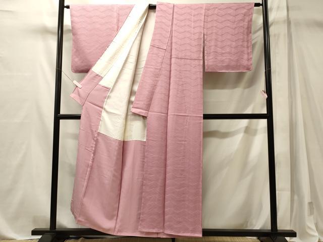 平和屋着物■上質な色無地 流水地紋 紅梅色 正絹 逸品 未使用 CABM1114oy
