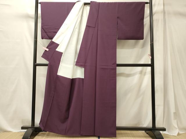 平和屋着物■上質な色無地 蒲葡色 正絹 逸品 CABM1118oy