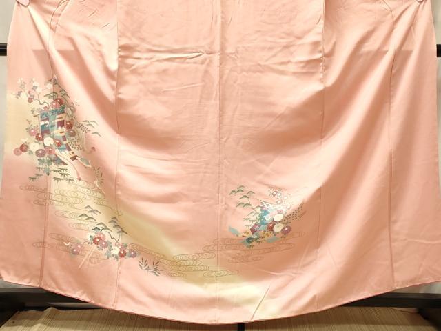 平和屋着物■訪問着 几帳流水花文 暈し染め 金彩 正絹 逸品 CABM1121oy