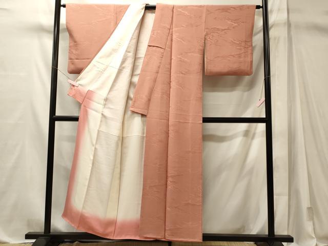 平和屋着物■上質な色無地 雪芝地紋 宍色 正絹 逸品 CABM1124oy