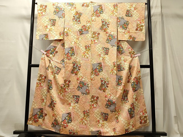 平和屋着物■上質な小紋 吉祥色紙重ね花文 やまと誂製 正絹 逸品 CABM1128oy