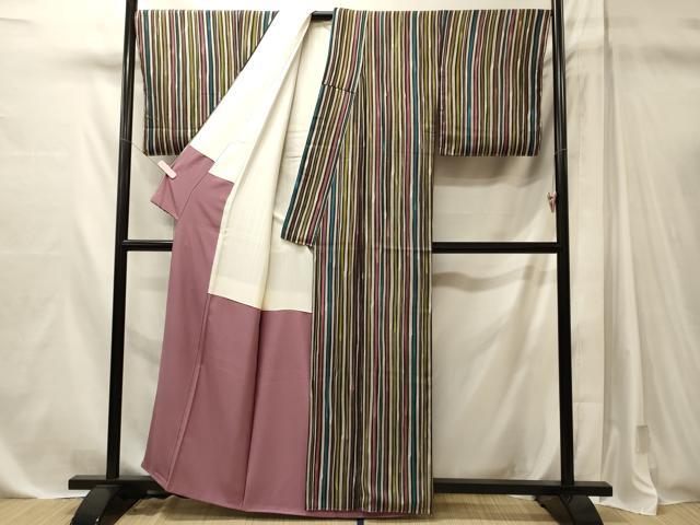 平和屋着物■上質な小紋 縞 正絹 逸品 CABM1133oy