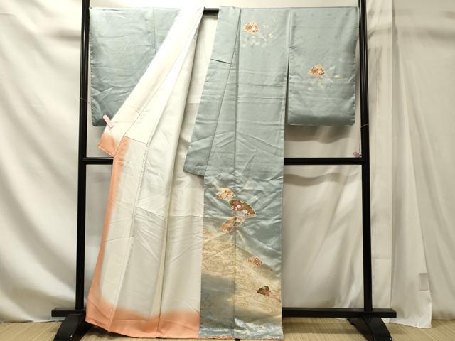 平和屋着物■訪問着 扇面花文 暈し染め 金銀彩 正絹 逸品 未使用 CABM1161oy