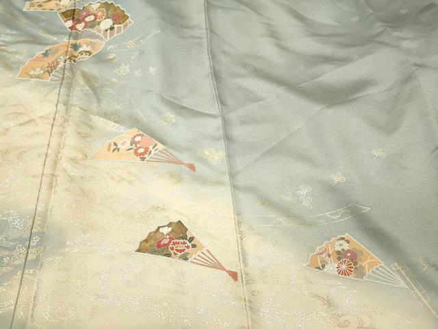 平和屋着物■訪問着 扇面花文 暈し染め 金銀彩 正絹 逸品 未使用 CABM1161oy