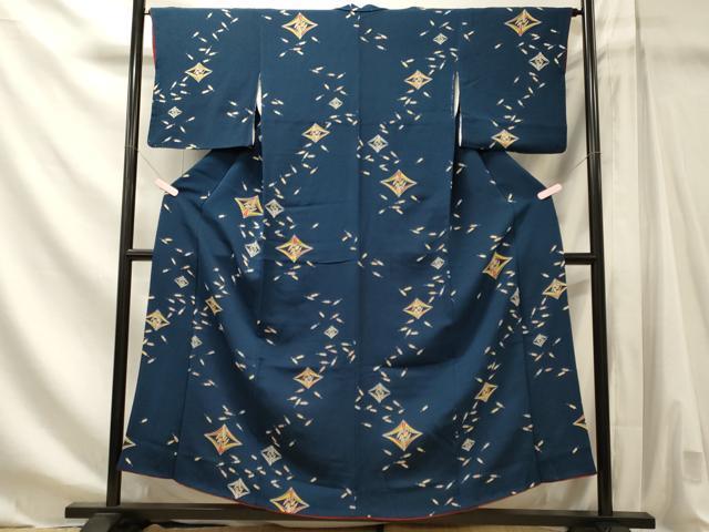 平和屋着物■上質な小紋 折鶴 鬼しぼ縮緬 正絹 逸品 CABM1200oy