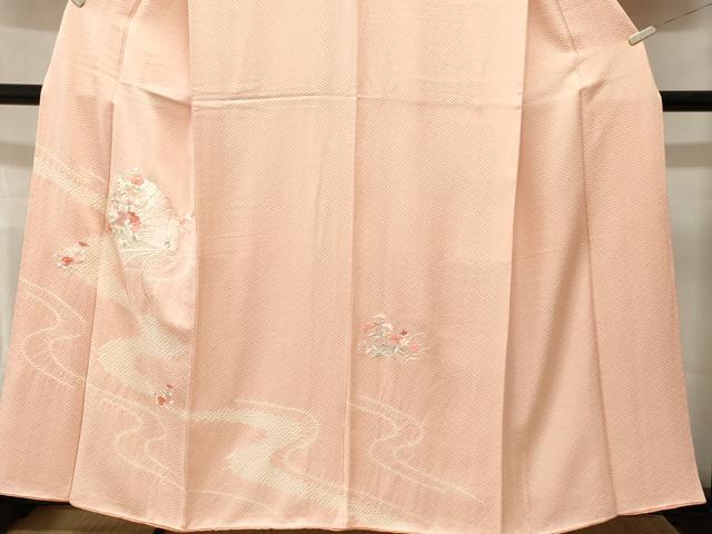 平和屋着物■訪問着 駒刺繍 絞り 流水檜扇草花文 正絹 逸品 CABM1202ev