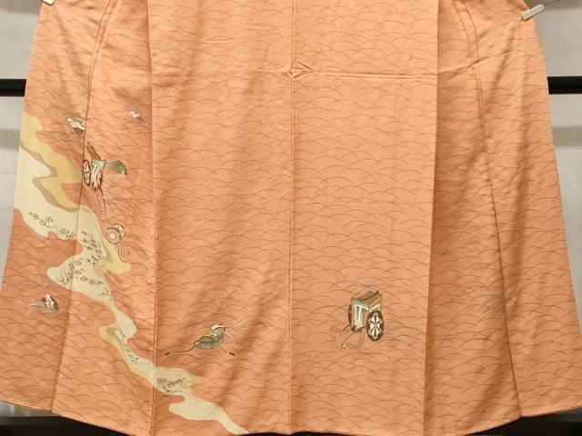 平和屋着物■訪問着 駒刺繍 芝草御所車文箱花文 金彩 正絹 逸品 CABM1203ev