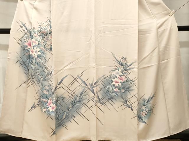 平和屋着物■訪問着 笹竹草花文 暈し染め 正絹 逸品 CABM1206ev