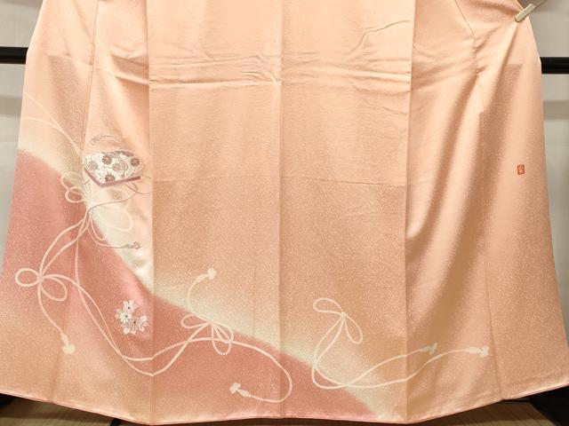 平和屋着物■訪問着 作家物 総刺繍 駒刺繍 文箱 結び紐花文 暈し染め 正絹 逸品 CABM1226ev