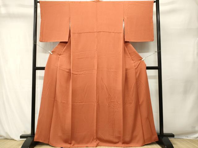 平和屋着物■上質な色無地 赤茶色 正絹 逸品 CABM1233ev